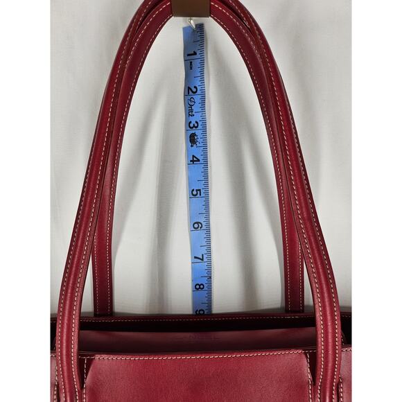 LANCEL WOMEN'S RED LEATHER - CREAM LINER TOP HANDLE HANDBAG W/ DUST BAG 15" x 7" - Picture 16 of 16